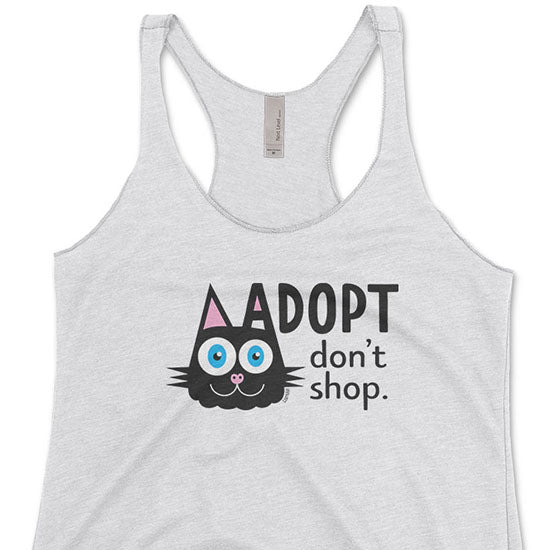 "Adopt, Don't Shop." (cat ear) Tri-blend Racerback Tank