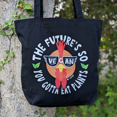 "The Future's So Vegan, You Gotta Eat Plants" Organic Cotton Tote Bag