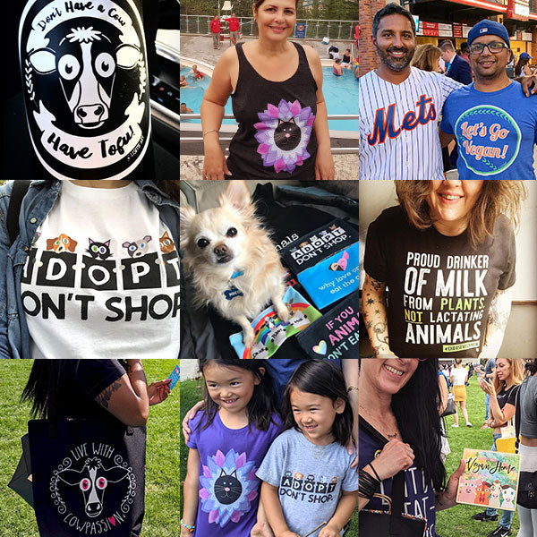 Photo grid of various customers showcasing and wearing different products