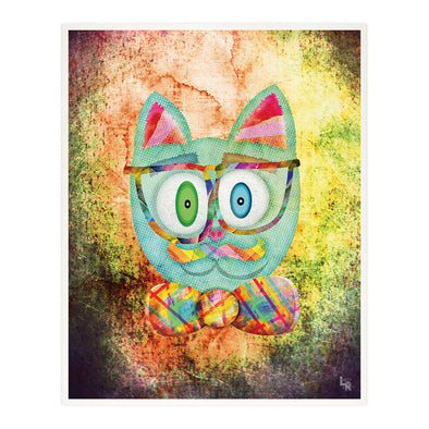 "Intellecat" Funky Cat Art Print