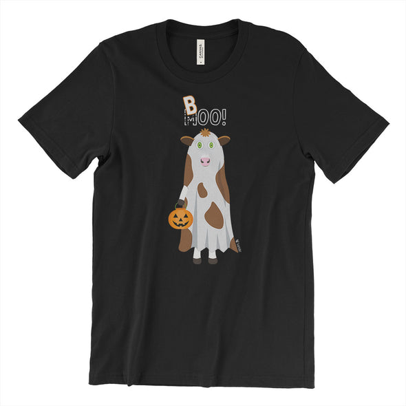 "Trick or Treat" MOO BOO Cow in Ghost Costume Halloween Unisex T-Shirt