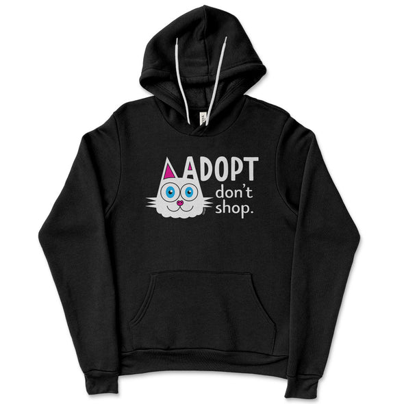 "Adopt, Don't Shop." (cat ear) Unisex Lightweight Fleece Hoodie Sweatshirt
