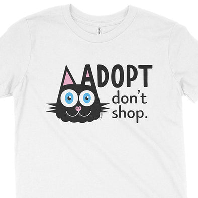 "Adopt, Don't Shop." (cat ear) Kids Youth T-Shirt