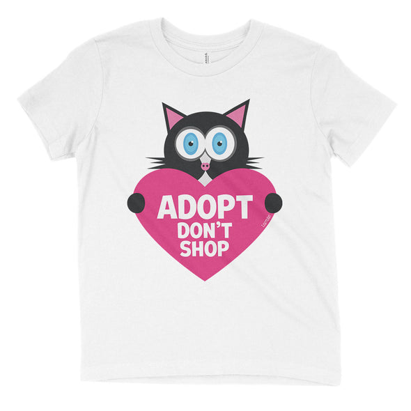 "Adopt, Don't Shop." (cat with heart) Kids Youth T-Shirt