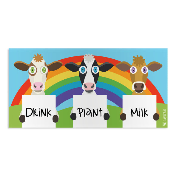 "Drink Plant Milk" Vegan Cows Vinyl Bumper Sticker