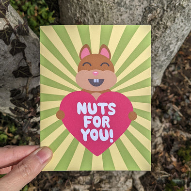 "Nuts For You!" Squirrel Valentine's Day Card, Recycled Anniversary Card