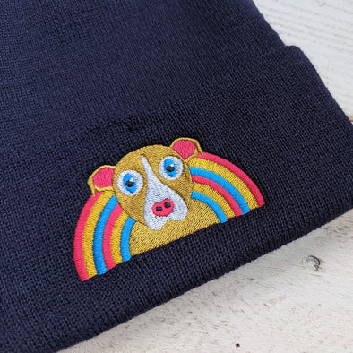 Dog with Rainbow - Cuffed Beanie Hat