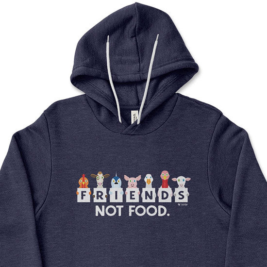 "We Are Friends Not Food" Vegan Unisex Lightweight Fleece Hoodie Sweatshirt