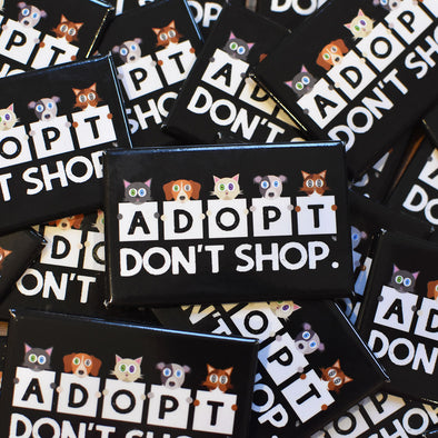 "Adopt, Don't Shop." Rectangle Cat & Dog Pinback Button