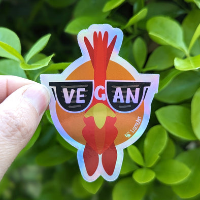 NEW Vegan Chicken Holographic Sticker