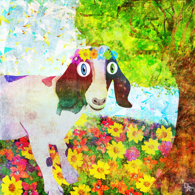 Sweet Goat with Flower Crown