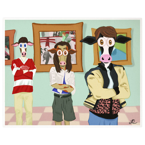 "Ferris MOOler's Day Off" Movie Parody Cow Art Print