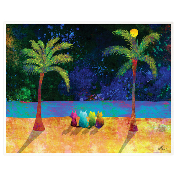 "Kitties and Hawaii" - Cat Art Print