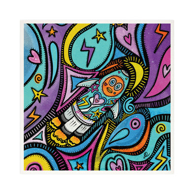 "Space Rocket Friend" - Funky Art Print