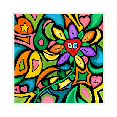 "Happy Heart Flower" - Whimsical Art Print