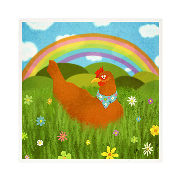 "Happy Hen in a Henkerchief" - Chicken Art Print