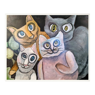 "Crazy Kats" Whimsical Cat Painting Art Print