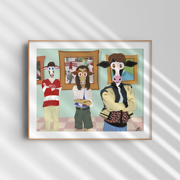 "Ferris MOOler's Day Off" Movie Parody Cow Art Print