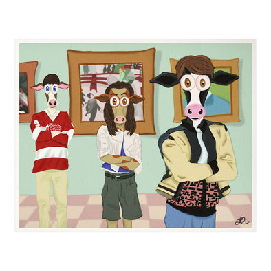 "Ferris MOOler's Day Off" Movie Parody Cow Art Print