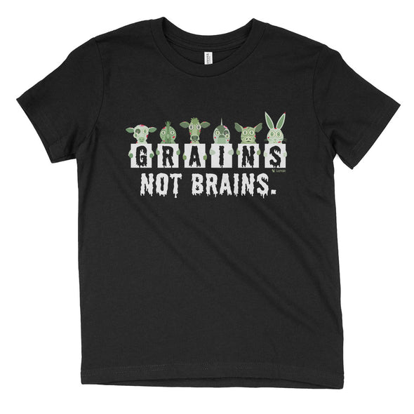 "Grains not Brains" Youth Vegan Halloween T-Shirt
