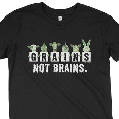 "Grains not Brains" Youth Vegan Halloween T-Shirt