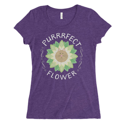SALE "Purrrfect Flower" Junior Fitted Cat T-Shirt