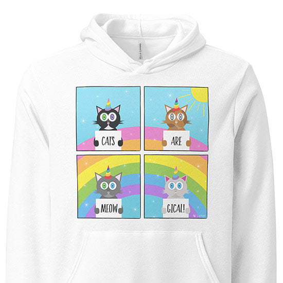 "Cats are Meowgical" Unisex Lightweight Fleece Hoodie Sweatshirt