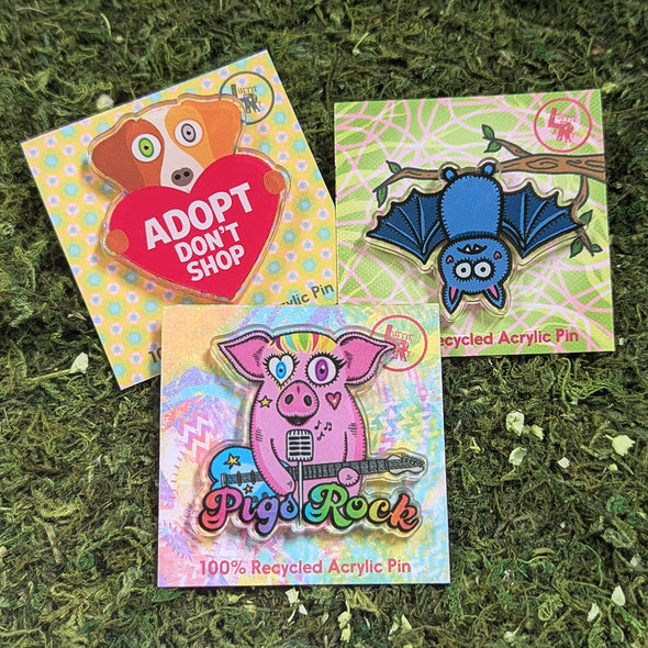 "Pigs Rock" Colorful Recycled Acrylic Pin