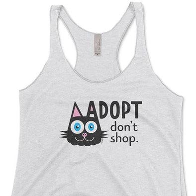 "Adopt, Don't Shop." (cat ear) Tri-blend Racerback Tank
