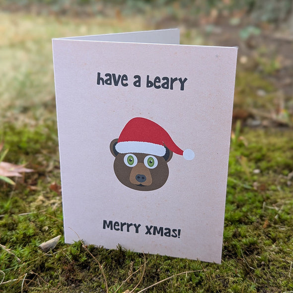 "have a beary merry xmas!" Holiday Card, Recycled Christmas Card