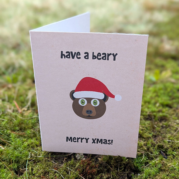 "have a beary merry xmas!" Holiday Card, Recycled Christmas Card