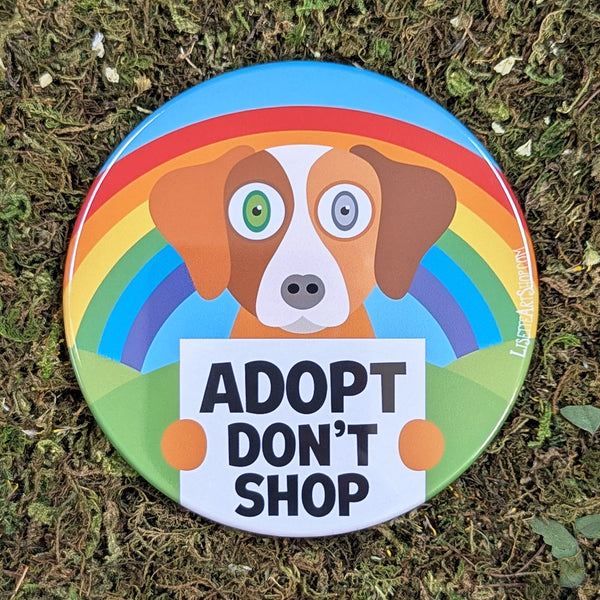 "Adopt Don't Shop" Dog Fridge Magnet, Large Round Decorative Magnet