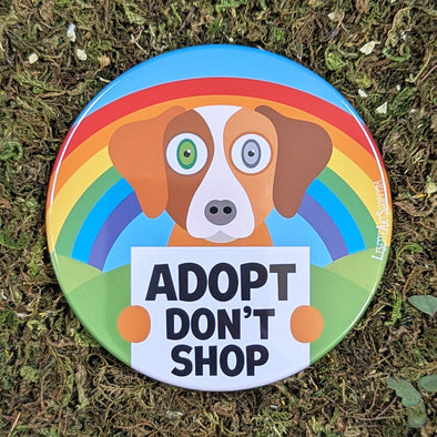 "Adopt Don't Shop" Dog Fridge Magnet, Large Round Decorative Magnet