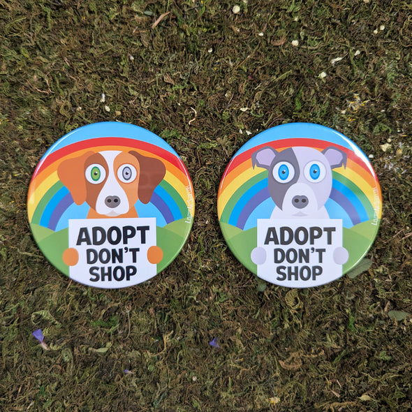 "Adopt Don't Shop" Dog Fridge Magnet, Large Round Decorative Magnet
