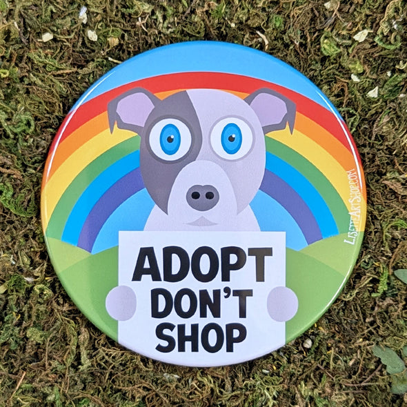 "Adopt Don't Shop" Dog Fridge Magnet, Large Round Decorative Magnet