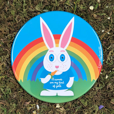 "18 Carrots Are My Kind of Gold" Cute Bunny Fridge Magnet, Large Round Decorative Magnet