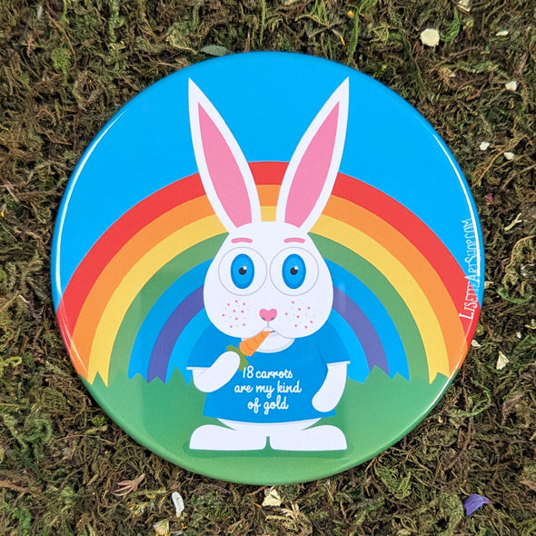 "18 Carrots Are My Kind of Gold" Cute Bunny Fridge Magnet, Large Round Decorative Magnet