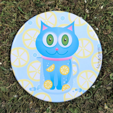 "Feeling Refreshed" Cute Cat Fridge Magnet, Large Round Decorative Magnet