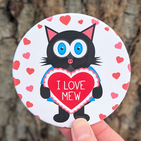 "I Love Mew" Cute Cat Fridge Magnet, Large Round Decorative Magnet