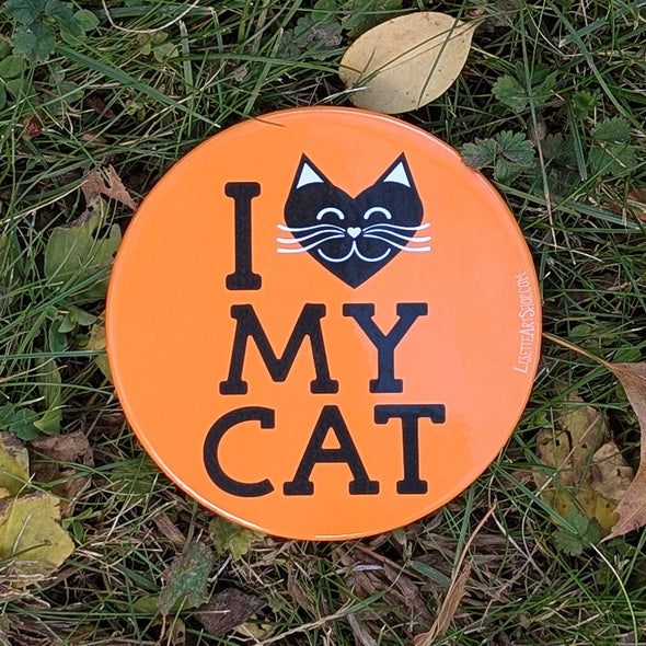 "I Love My Cat" Fridge Magnet, Large Round Decorative Magnet