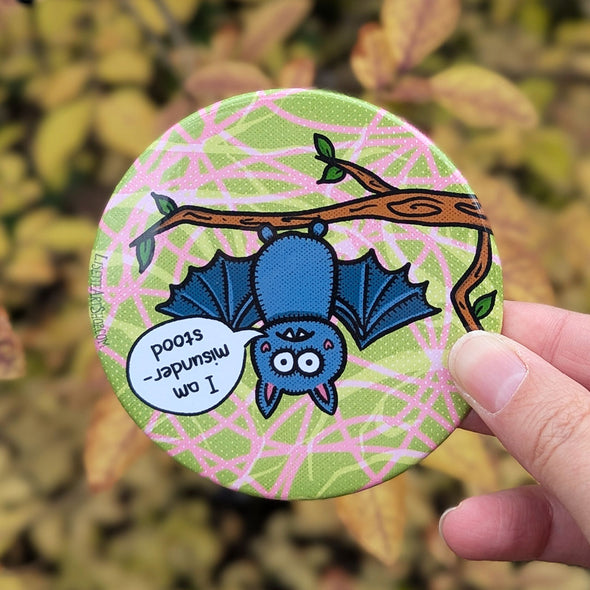 "Misunderstood Bat" Funny Fridge Magnet, Large Round Decorative Magnet