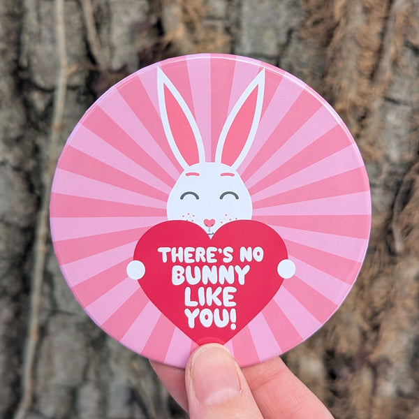 "There's No Bunny Like You!" Cute Rabbit Fridge Magnet, Large Round Decorative Magnet