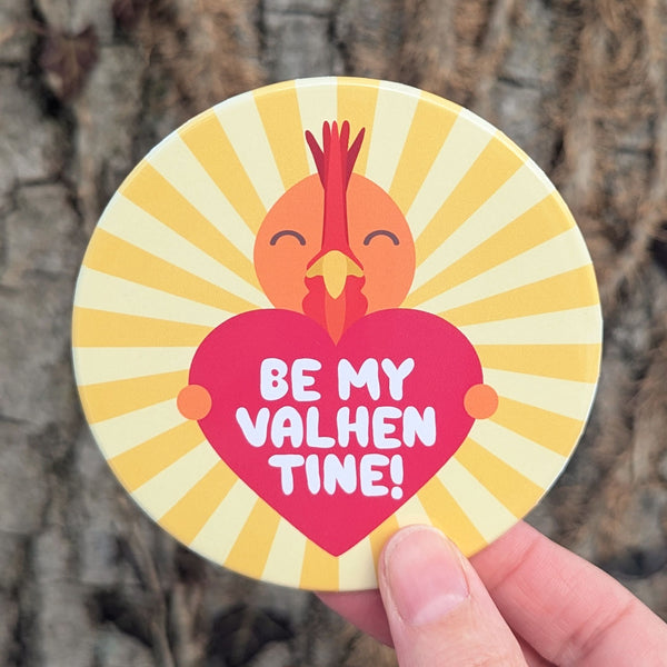 "Be My ValHENtine!" Cute Chicken Fridge Magnet, Large Round Decorative Magnet
