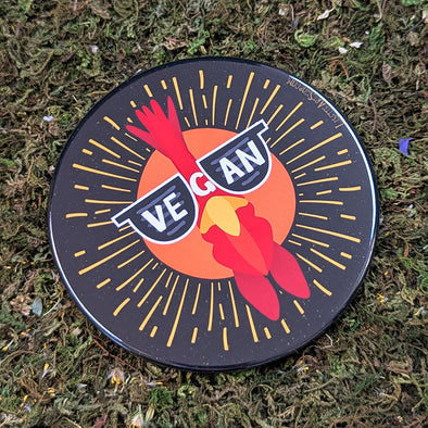 "Vegan Sunglasses" Cool Chicken Fridge Magnet, Large Round Decorative Magnet
