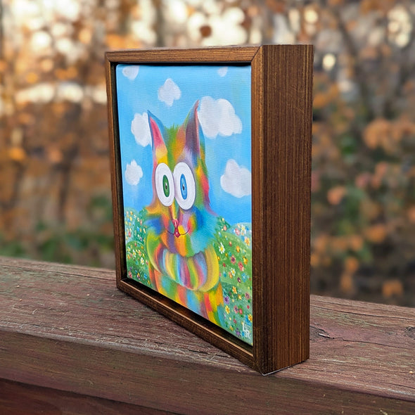 "Jester Cat" Whimsical Art - Framed Canvas Reproduction