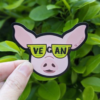 "Vegan Sunglasses" Cool Pig Car Magnet, Fridge Magnet