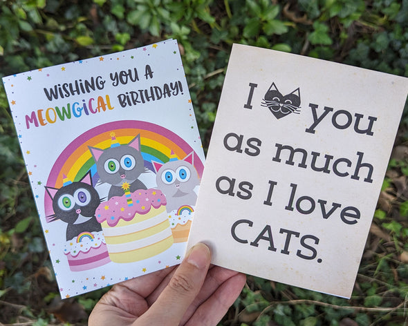 "I love you as much as I love CATS" Funny Valentine's Day Card, Recycled Anniversary Card