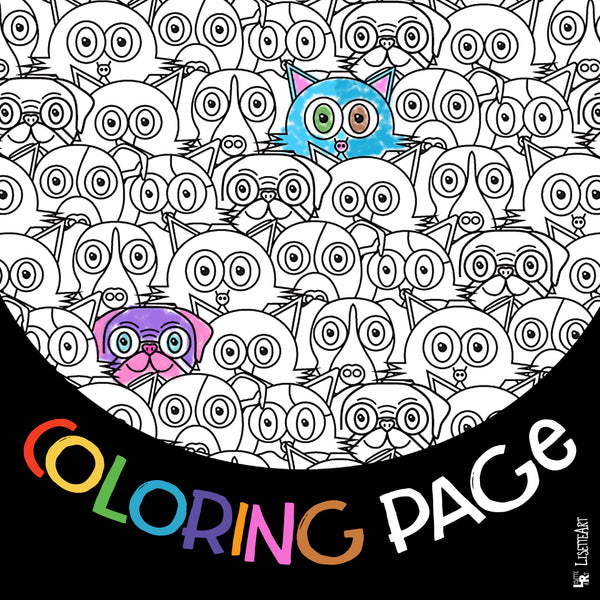 Coloring Page - Cats & Dogs