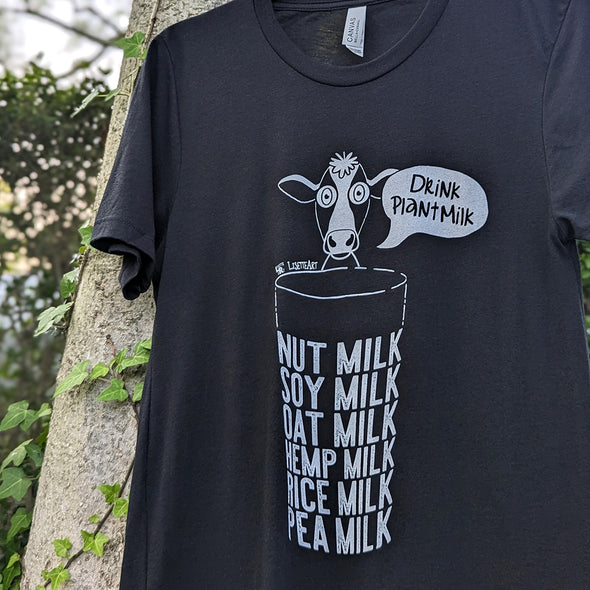 "Drink Plant Milk Instead" Vegan Unisex Tri-blend T-Shirt