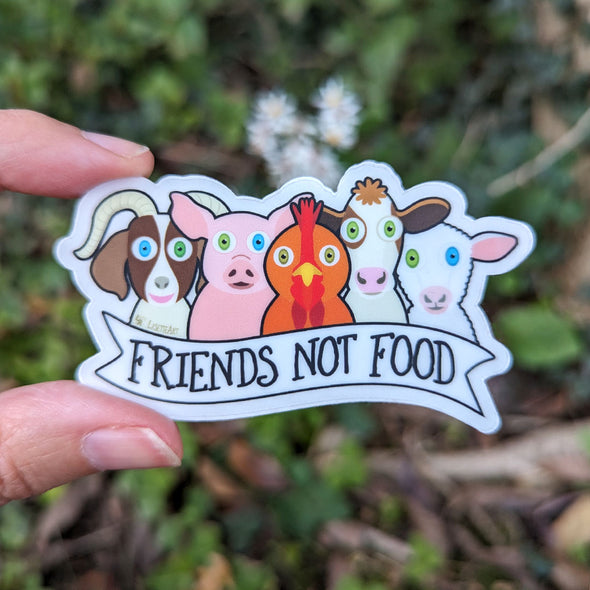 "Friends Not Food" Cute Animals Vinyl Sticker